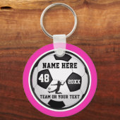 女の子サッカーチームのギフト、あなたの色と文字 キーホルダー (正面)