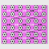 女の子サッカー、年齢問わずピンクの誕生日 |スポーツテーマ ラッピングペーパー (フラット)