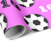 女の子サッカー、年齢問わずピンクの誕生日 |スポーツテーマ ラッピングペーパー (ロールコーナー)