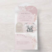 女の子サファリボホフローラピンクベビーシャワー オールインワン招待状 (内側)