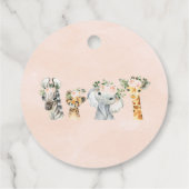 女の子サファリ動物が赤ちゃんシャワーをポップ フェイバータグ (裏面)