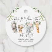 女の子サファリ動物が赤ちゃんシャワーをポップ フェイバータグ (正面)