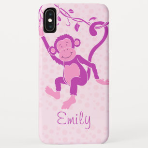 女の子サルピンクパープルのグラフィック名 iPhone XS MAXケース