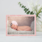 女の子サンキューピンクグリッターベビーシャワー |写真 案内状 (スタンド正面)