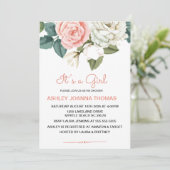 女の子サンゴの花エレガント赤ちゃんシャワー 招待状 (スタンド正面)