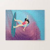 女の子サーフィンアットサンセット ジグソーパズル (横)