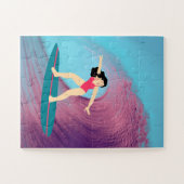 女の子サーフィンアットサンセット ジグソーパズル (横)