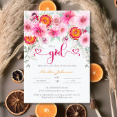 女の子シトラスのピンクフローラかわいい赤ちゃんシャワー 招待状