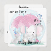 女の子シャワーエレファントと子猫 シーズンカード (正面/裏面)