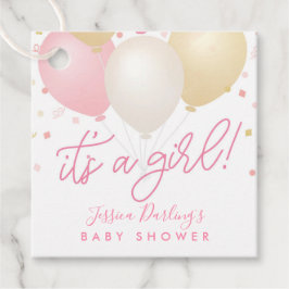 女の子シャワーメッセージカードピンク風船 フェイバータグ