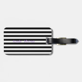 女の子シルエット,黒,白ストライプ色パーソナライズされた ラゲッジタグ (裏面横)