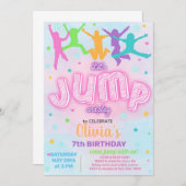 女の子ジャンプと遊誕生日パーティーの招待。 招待状 (正面/裏面)