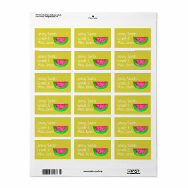 女の子スイカ名学校の本のラベル ラベル