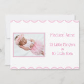 女の子スクリプト写真ピンクガーリー誕生 案内状 (正面)