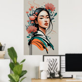 女の子スケッチ ポスター (ホームオフィス)