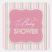 女の子ステッカー用ベビーシャワー スクエアシール (正面)