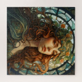 女の子ステンドグラスアールヌーボー ジグソーパズル (横)