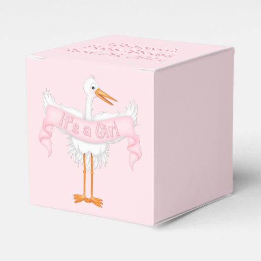 女の子ストーク赤ちゃんシャワーお願いボックス フェイバーボックス (正面サイド)