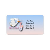 女の子ストーク赤ちゃんシャワー住所 シール (正面)