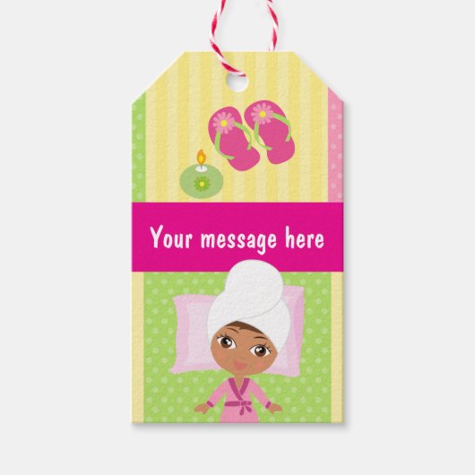 女の子スパバースデーパーティーゲストのお気に入り ギフトタグ (正面)