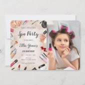 女の子スパメイクアップバースデーパーティー写真 招待状 (正面)