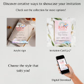 女の子スペインの赤ちゃんシャワーテディベア飛行機ピンク 招待状