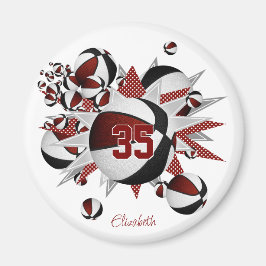 女の子スポーツギフトマルーン黒いバスケットのボール星 マグネット