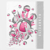 女の子スポーツピンクの灰色のバスケットボールの星 フリースブランケット (正面)