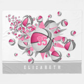 女の子スポーツピンクの灰色のバスケットボールの星 フリースブランケット (正面(横))