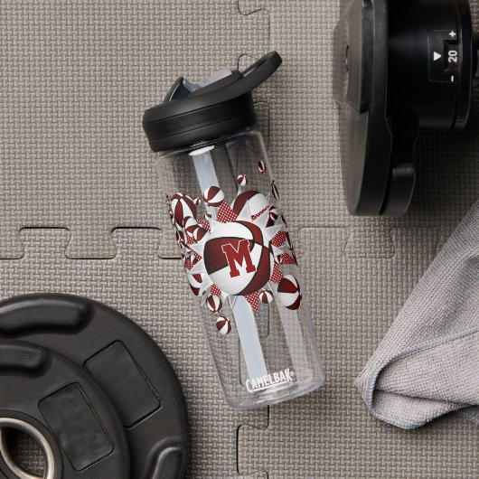 女の子スポーツマルーンバスケットボールの星 ウォーターボトル (ジム)