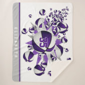 女の子スポーツルームのデコ紫色のバスケットボールのスター シェルパブランケット (正面)