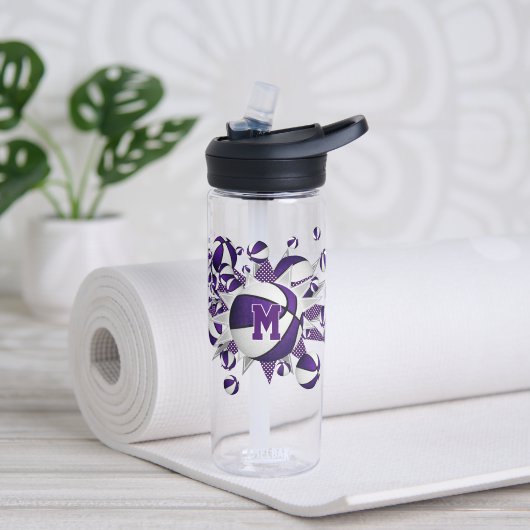 女の子スポーツ紫の白いバスケットボールの星 ウォーターボトル (ヨガ)