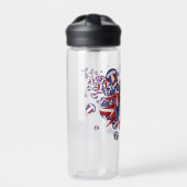 女の子スポーツ赤白青バレーボールのスター ウォーターボトル (正面)