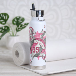 女の子スポーティーなピンク色のグレーバレーボールの吹き出し ウォーターボトル