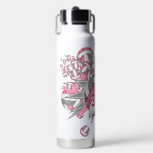 女の子スポーティーなピンク色のグレーバレーボールの吹き出し ウォーターボトル (正面)