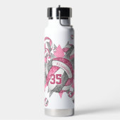 女の子スポーティーなピンク色のグレーバレーボールの吹き出し ウォーターボトル (左面)