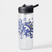 女の子スポーティーなブルーのホワイトグレーバレーボールのスター ウォーターボトル (左面)