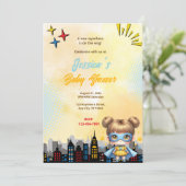 女の子スーパーヒーローベビーシャワー 招待状 (スタンド正面)