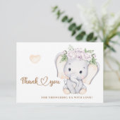 女の子ゾウの赤ちゃんシャワーサンキューカード カード (スタンド正面)