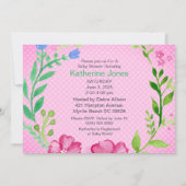 女の子ゾウの赤ちゃんシャワー招待状 招待状 (裏面)