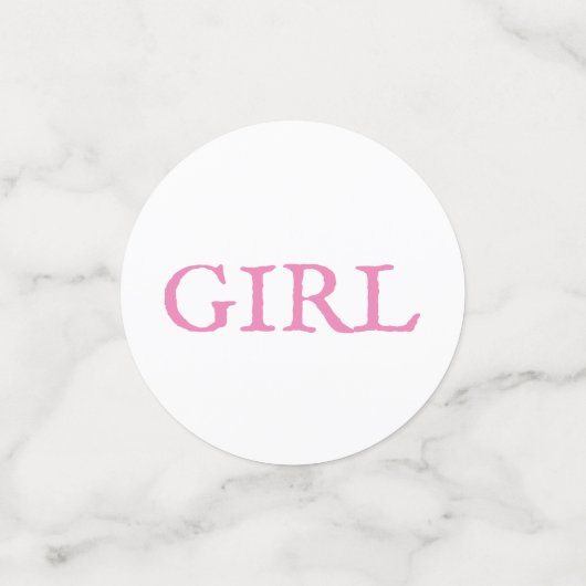 女の子タイポグラフィピンクベビーガールベビーシャワー コンフェッティ (スモール正面)