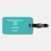 女の子ターコイズホワイトバスケットボール旅行バッグ ラゲッジタグ (裏面横)