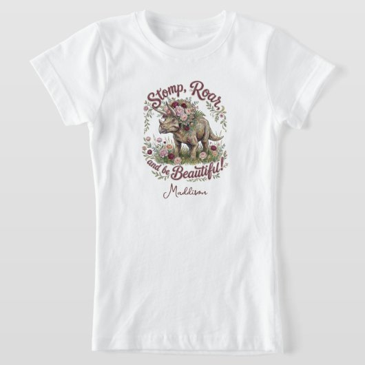 女の子ダイナソー Tシャツ (レイダウン)