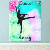 女の子ダンスウォーター色と浮きハート キャンバスプリント (インサイチュ (ウッドフロア))