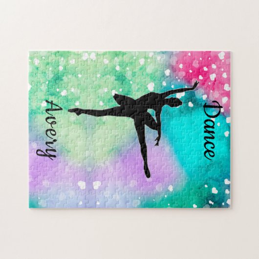 女の子ダンスウォーター色と浮きハート ジグソーパズル (横)