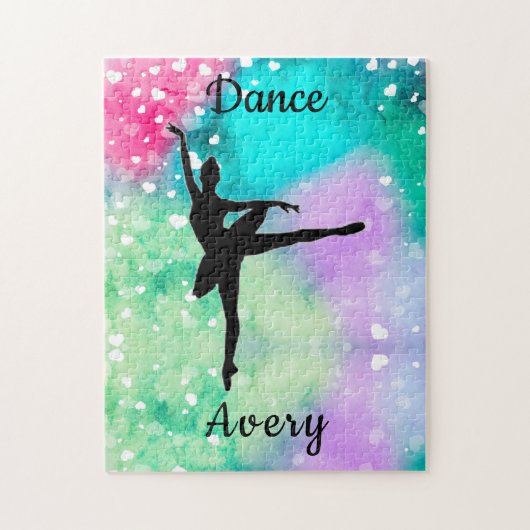 女の子ダンスウォーター色と浮きハート ジグソーパズル (縦)