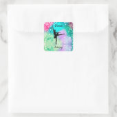 女の子ダンスウォーター色と浮きハート スクエアシール (バッグ)