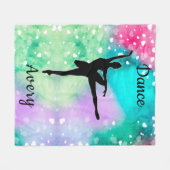 女の子ダンスウォーター色と浮きハート フリースブランケット (正面(横))