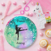 女の子ダンスウォーター色と浮きハート ペーパープレート (パーティー)