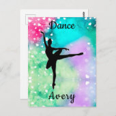 女の子ダンスウォーター色と浮きハート ポストカード (正面/裏面)